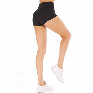 high elastic skin-friendly wholesale stretchy yoga shorts high waist gym hip women sports short solid color custom booty shorts - Product Image 3