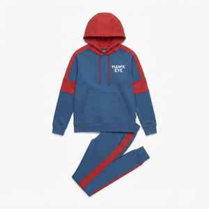 Conjunto Deportivo de Felpa para Mujer, con Bloques de Color, Capucha, Manga Larga, Corte Regular, para Todas las Temporadas, Azul y Rojo - Product Image 6