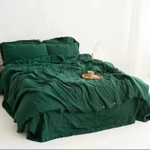 Juego de Funda Nórdica Verde Oscuro Sólido con Cierres de Broche de Latón, Ropa de Cama Sencilla para el Hogar - Product Image 1