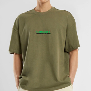 เสื้อยืดแขนสั้นผู้ชายทรงโอเวอร์ไซส์ พิมพ์ลายตัวอักษรด้านหน้า สไตล์ลำลอง ผ้าคอตตอนเจอร์ซีย์ ทรงพอดีตัว - Product Image 1