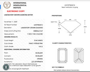 เพชร CVD สีชมพูสดใส 5.01 กะรัต รับรองโดย IGI รูปทรงเอเมอรัลด์ สำหรับแหวนหมั้น - Product Image 2