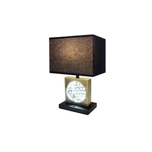 22 \ "lampada da tavolo centrotavola in cristallo quadrato oro con luce notturna nera porta USB e presa di corrente - Product Image 1