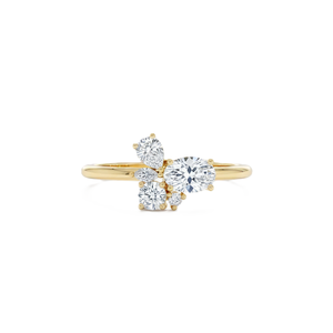 IGI Certified Floral Cluster 10K 14K Solid Gold <b>Ring</b> Oval & Round Multi Shape Lab Diamond Moissanite <b>Dainty</b> Unique Wedding Band - Product Image 1