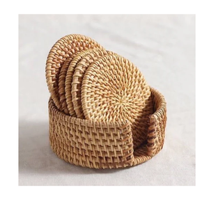 Rattan Coaster <b>Placemat</b> Table Mats Bohemian Table Mats Natural Rattan Coasters for Food Drinks Boho Coaster - Product Image 1