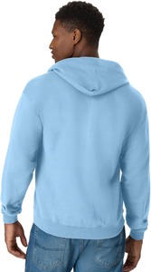เสื้อฮู้ดซิปผู้ชายสีฟ้าอ่อน ทรงปกติ ผ้าฟลีซลำลอง ใส่ได้ในฤดูใบไม้ร่วง สีพื้น ดีไซน์ถัก - Product Image 2