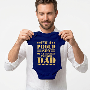 Combinaison bébé garçon à manches courtes en coton imprimé, motif « Fier Fils, Papa Incroyable », vêtement décontracté pour nourrisson, design personnalisé, réversible - Product Image 5