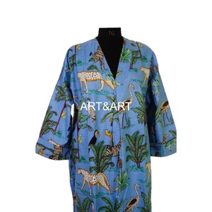 Abito Casual da donna indiano estivo premaman Boho Hippie <span class=keywords><strong>Jungle</strong></span> con stampa scollo a V abito unsize a maniche 3/4 - Product Image 3