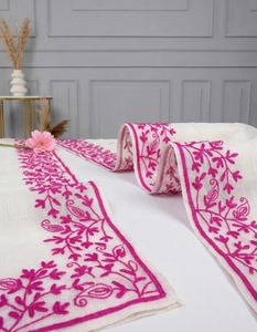 Sari Reversible de Algodón Kota Doria con Estampado Floral Bordado para Mujer, Sin Arrugas, con Blusa Sin Coser (Blanco) - Product Image 6
