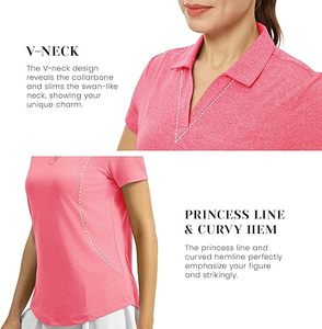 Camiseta rosa para mujer – Camiseta deportiva de golf – Camiseta deportiva transpirable – Ropa deportiva de manga corta - Product Image 5