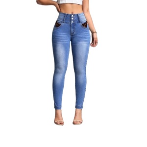 กางเกงยีนส์ขายาวเอวสูงขนาดใหญ่ทรงตรงสำหรับผู้หญิงกางเกงยีนส์ผ้านุ่มลำลองยืดได้จากผู้จำหน่าย BD - Product Image 3