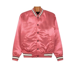 Chaqueta universitaria de satén personalizada para hombre, venta al por mayor, chaqueta de bombardero de seda de satén bordada en blanco de alta calidad para UNIVERSIDAD DE Hip Hop para hombre - Product Image 1