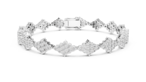 Unique Cluster Setting Lab Grown Cut Diamond Bracelet Set 18KT White <b>Gold</b> Rhodium Plated Luxury Daily Wear Wedding Engagement - Product Image 4