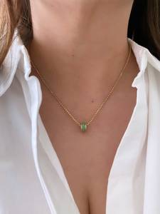 Anillo de cristal verde con engaste chapado en oro, banda de eternidad con separadores, joyería para mujer - Product Image 2