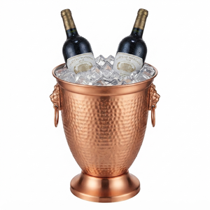 Enfriador de Vino de Cobre Martillado, Cubitera Redonda de Diseño Clásico, Enfriador de Bebidas Metálico Hecho a Mano para Fiestas, Bares, Hoteles y Decoración del Hogar - Product Image 1