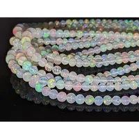 Perles d'opale de feu d'Éthiopie Welo 100% naturelles, 4,5-6,5 mm, lisses, rondes, en vrac, 16 pouces, pour la fabrication de bijoux