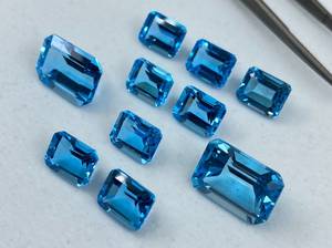 Topacio Azul Suizo Facetado en Forma de Octágono, Piedras Sueltas de Diferentes Tamaños de 6x4mm a 14x10mm, Calibradas para Joyería - Product Image 2
