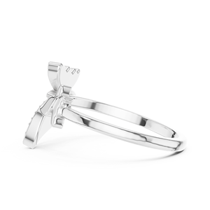 <b>TWIN</b> BUTTERFLY LAB GROWN DIAMOND RING SET 18KT SOLID WHITE GOLD RHODIUM PLATED BRILLIANT CUT ENGAGEMENT PARTY <b>GIFT</b> WEDDING DAILY - Product Image 2