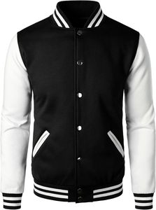 Veste de sport premium style streetwear avec broderie personnalisée, manteau Letterman en mélange de laine et manches en cuir - Product Image 4