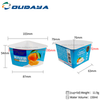 150ml 150g personalizado PP plástico triángulo helado yogur olla tazas con tapa de cuchara