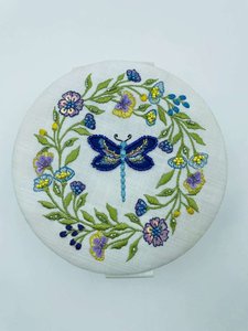 Embroidered <b>Fabric</b> Jewelry Organizer <b>Box</b> Velvet Style Round <b>Storage</b> Case <b>for</b> Ring Necklace Custom Color Size Logo - Product Image 2