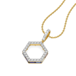 Collar de Lujo para Mujer con Colgante Hexagonal Chapado en Oro de 18K, Diamantes con Corte Baguette y Piedras Preciosas de Colores, Cadena de Caja - Product Image 1