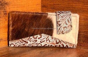 Portefeuille en cuir de fourrure de vachette Offre Spéciale pour femmes sac à main en cuir de fourrure en relief pochette porte-cartes motif occidental pochette élégante - Product Image 3