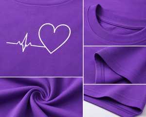 เสื้อครอปท็อปผู้หญิง คอกลม แขนสั้น พิมพ์ลายหัวใจดิจิทัล สไตล์ลำลอง สำหรับฤดูร้อน ผ้าฝ้ายเจอร์ซีย์ 100% - Product Image 3