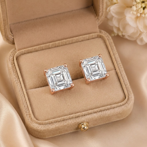 Pendientes de Diamante Cultivado en Laboratorio con Corte Asscher, Certificados por IGI, Estilo Heritage, Plata de Ley 925, Color D, Lujosos para Novia - Product Image 4