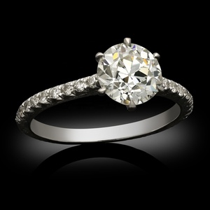 Anillo de boda de lujo de oro blanco de 14K y Plata de Ley 925, Diamante de moissanita VVS de corte redondo personalizado para mujer - Product Image 1