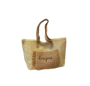 Premium Natural yarn bag Bonjour Motif Tote Bag High Quality Handmade Shoulder Bag for Shopping and Vacation <b>Accessory</b> - Product Image 3