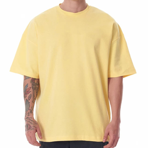 T-shirts en coton 100% surdimensionnés avec logo personnalisé, confortables, écologiques, vêtements décontractés, grandes tailles pour hommes - Product Image 1
