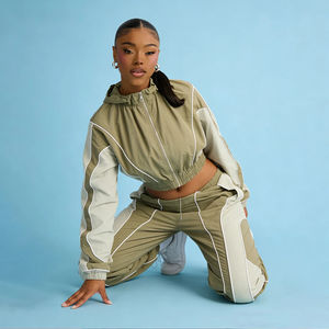 Conjunto de chándal de nailon para mujer, chaqueta con cremallera, ligero, impermeable, transpirable, cortavientos, chándal de entrenamiento, ropa deportiva, conjunto deportivo - Product Image 4