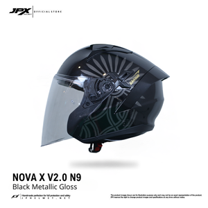 Casco JPX Nova X V2 Half Face con diseño X V2 Motif N09, con doble visera y un elegante diseño de color sólido para el piloto moderno. - Product Image 2