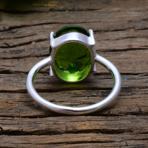 Bague en argent sterling 925 avec pierre de péridot naturelle verte, sertie à griffes, faite à la main, bijou pierre de naissance d'août pour femme - Product Image 3