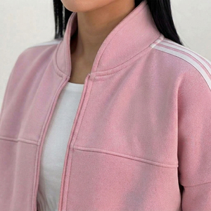 Crescent Wear Womens <b>Pink</b> 100% Cotton High Street Winter <b>Tracksuit</b> <b>Set</b> Contrast Stripe Detailing Customizable Colors Logos - Product Image 6