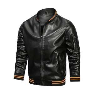 Vestes en cuir vegan élégantes et personnalisées pour hommes, de haute qualité, décontractées, style motard, en cuir PU noir, grandes tailles, veste pour hommes - Product Image 4
