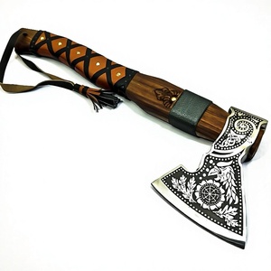 Hacha Vikinga Hecha a Mano por BA Enterprises con Hoja de Acero al Carbono de Arte Raro y Mango de Madera de Fresno Tallado con la Diosa Alada, Hacha Tomahawk - Product Image 1