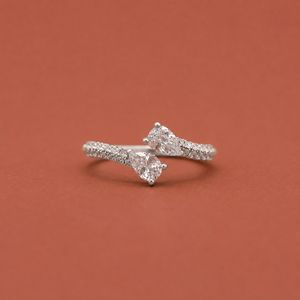 Pear & Round Cut Moissanite Diamond Engagement <b>Ring</b> In <b>Silver</b> <b>Adjustable</b> Engagement Wedding Band <b>Ring</b> - Product Image 1