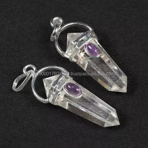 Proveedor al por mayor piedras naturales cristales curación piedras preciosas jaspe rojo facetado lápiz punto joyería colgante collar para la venta - Product Image 2