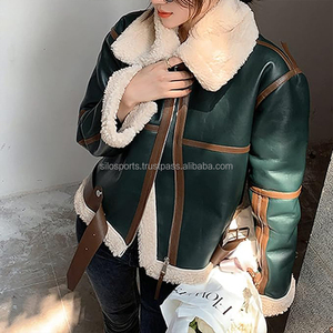 แจ็คเก็ตหนังบอมเบอร์บุขนแกะ B3 สำหรับผู้หญิง คุณภาพพรีเมียม ผลิตจากโรงงาน OEM ปี 2025 ไซส์พลัส คอปกขนสุนัขจิ้งจอก MOQ ต่ำ คุณภาพสูง 100% - Product Image 5