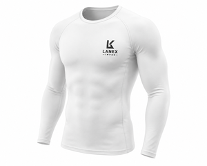 <b>Men</b> White Long Sleeve <b>Compression</b> <b>Shirt</b> Quick Dry Fitness Training Top Moisture Wicking Gym Workout Running Athletic Sportswear - Product Image 2