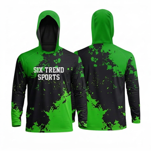 เสื้อฮู้ดดี้ผู้ชาย Six Trend Sports แขนยาว แห้งเร็ว ทรงสปอร์ต พิมพ์ลาย Sublimation สีเขียวดำ - Product Image 1