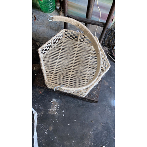 Cesta de macramé hexagonal hecha a mano con asa, cesta decorativa tejida para almacenamiento, para la organización del hogar, ecológica, al por mayor - Product Image 1