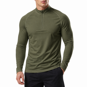 Custom Men’s Quarter Zip Compression Shirt Long Sleeve <b>Mock</b> <b>Neck</b> Gym Training Running Performance <b>Top</b> Gym wear Cycling - Product Image 5