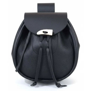 Custom Logo Vegan Faux Soft Leather Mini Highland <b>Backpack</b> Men’s Drawstring <b>Small</b> Scottish Daypack with Flap Closure - Product Image 1