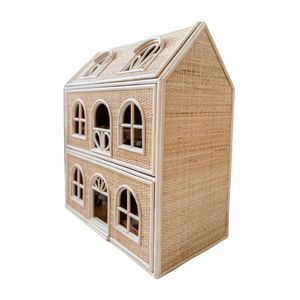 Maison de poupée classique en rotin, meubles pour enfants durables et naturels, décoration de crèche, vente en gros - Product Image 1