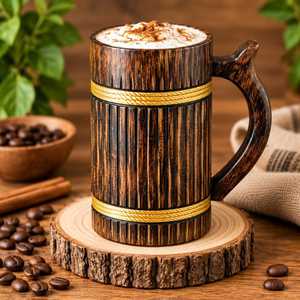 Tazas de Cerámica Vikingas de Alta Calidad, Jarras de Cerveza de Madera con Asa de Madera, Producto en Venta al por Mayor, Tendencia en Ventas - Product Image 3