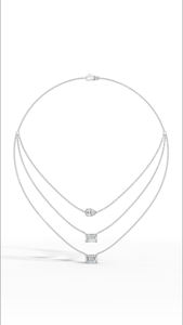 Collar de Diamantes Cultivados en Laboratorio con Corte Esmeralda y Pera de Triple Capa en Oro de 18K, Pieza de Lujo Graduada - Product Image 3