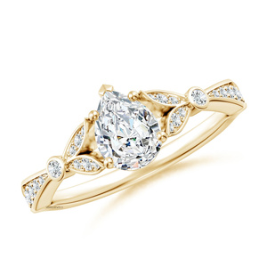 Anillo de Compromiso con Halo de Diamantes Cultivados en Laboratorio Certificados por IGI, Corte Pera, Oro de 10K, 14K, 18K, Plata 925, 935 - Product Image 2