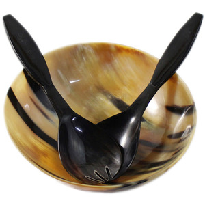 Bol à salade en corne naturelle classique moderne Design avantageux Plat en fer pour servir des desserts Vente en gros Bol de service en corne - Product Image 5